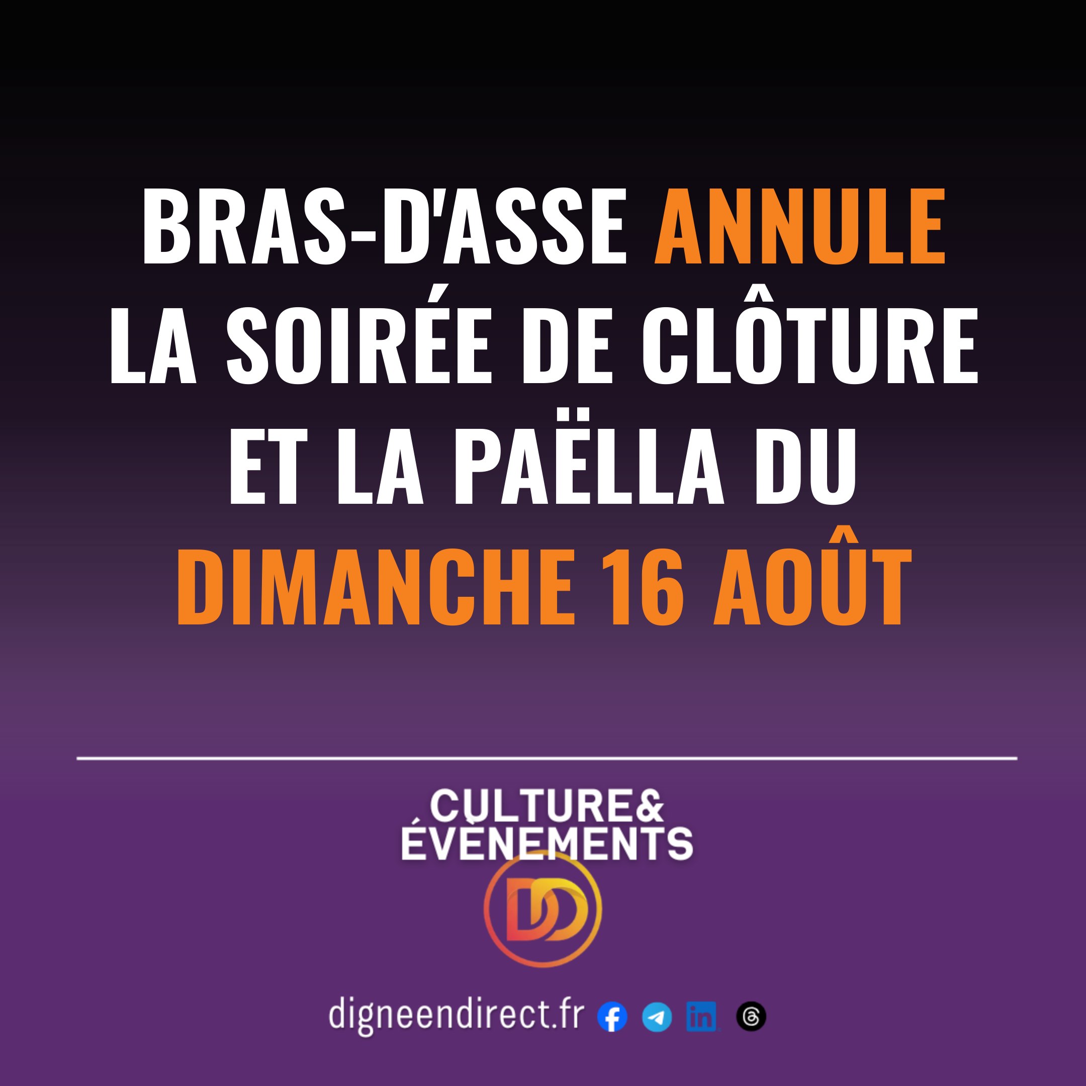 Le Comité des Fêtes de Bras-d&rsquo;Asse change ses plans de dernière minute. Les festivités commencent ce vendredi ! 🎉