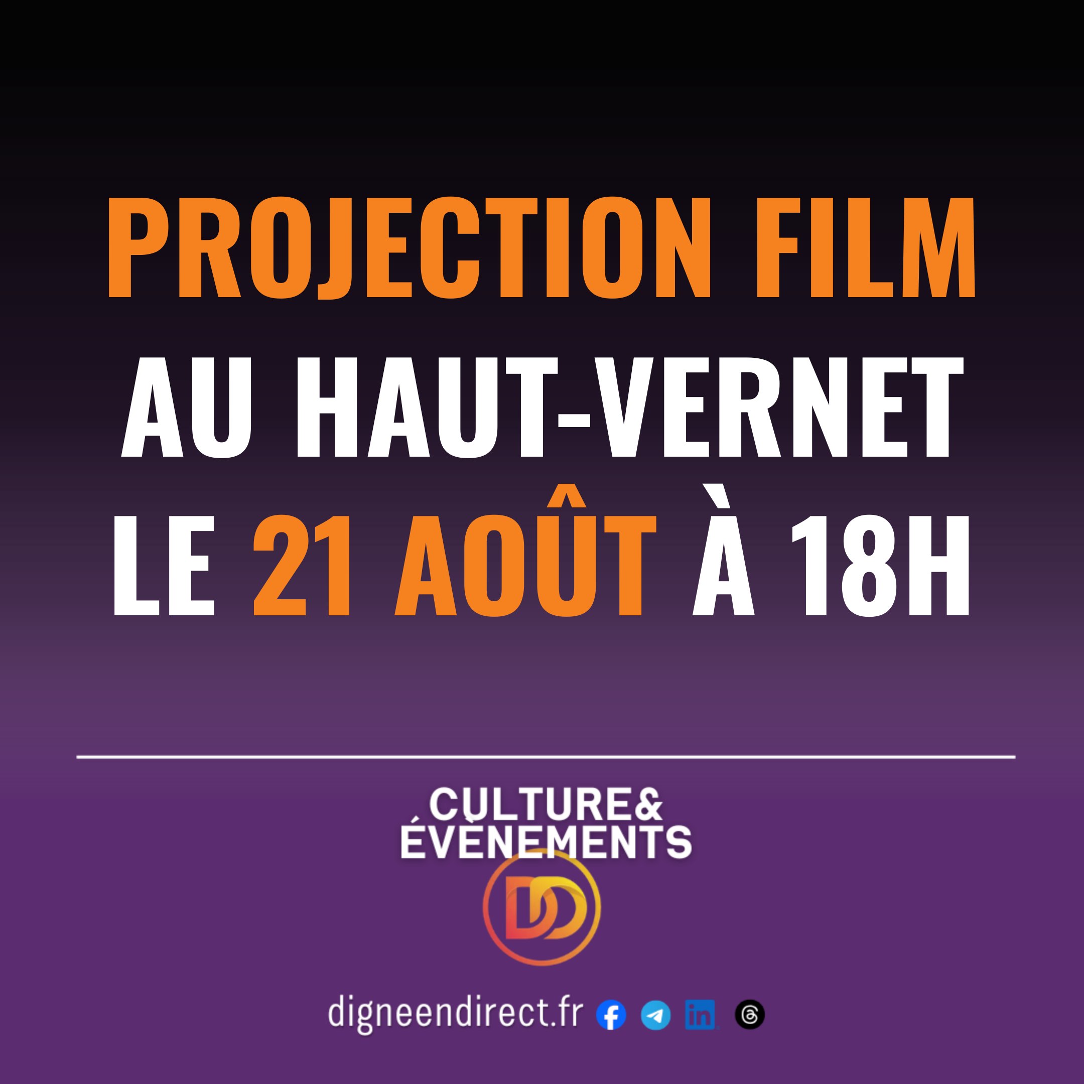 Rendez-vous cinéma au cœur du village du Vernet ce jeudi soir.