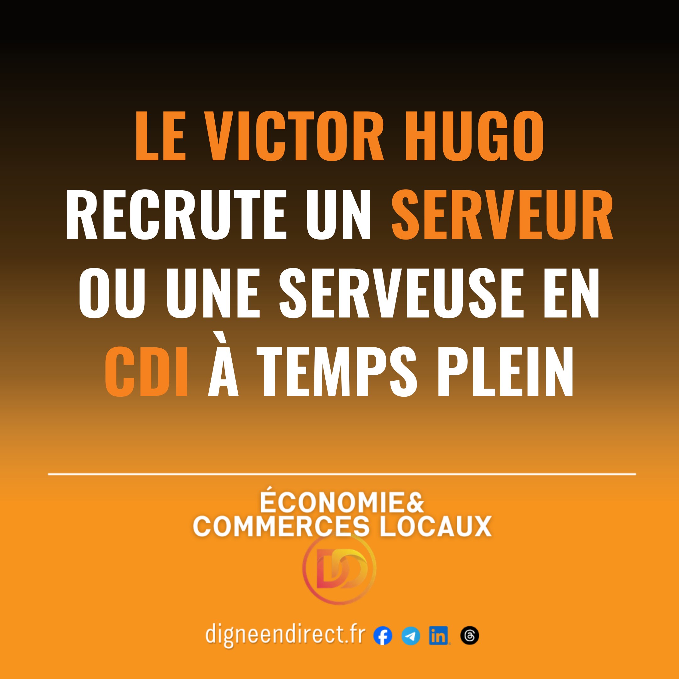 Le restaurant dignois Le Victor Hugo ouvre ses portes à de nouvelles recrues ! 🪻