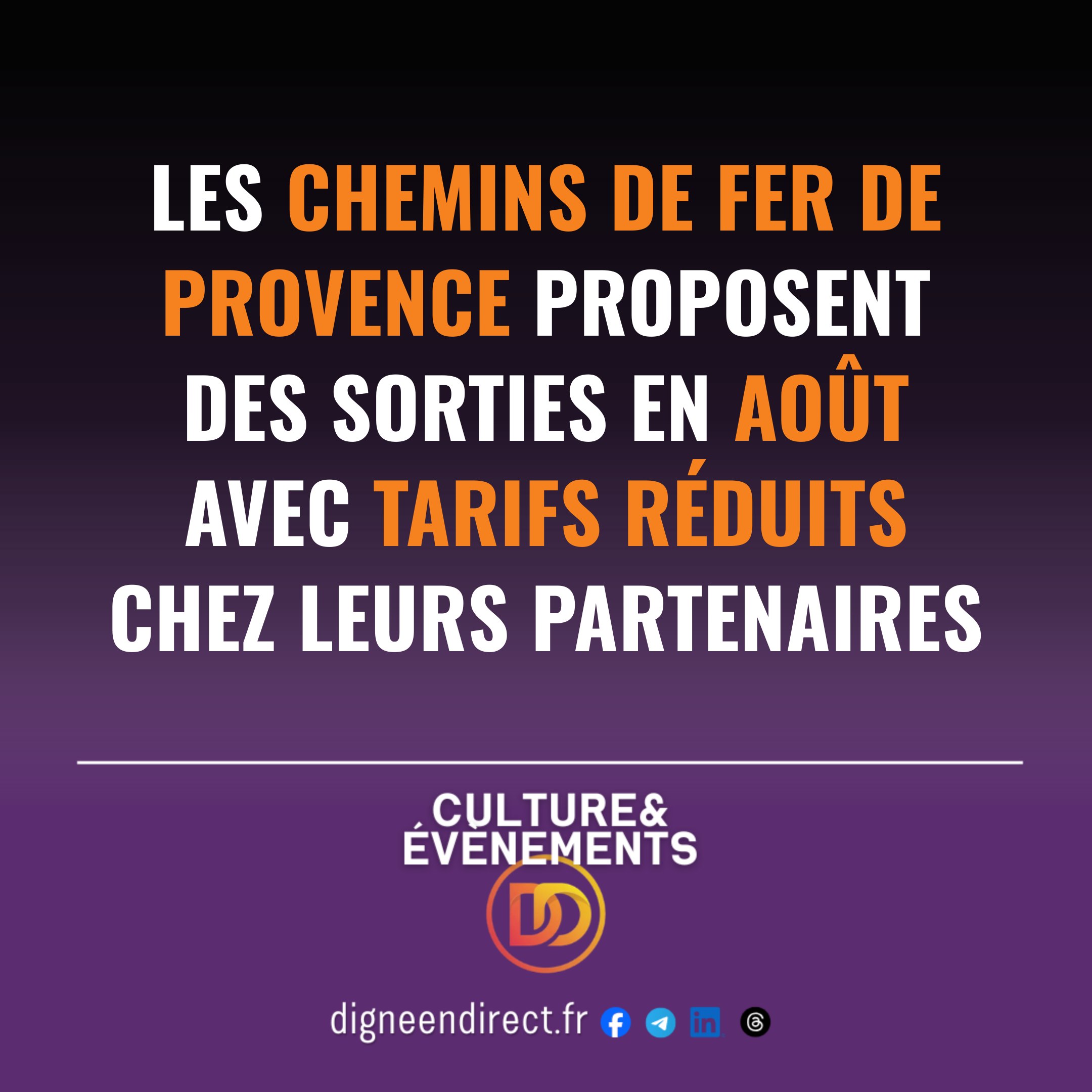 Les Chemins de fer de Provence proposent des sorties en août avec tarifs réduits chez leurs partenaires