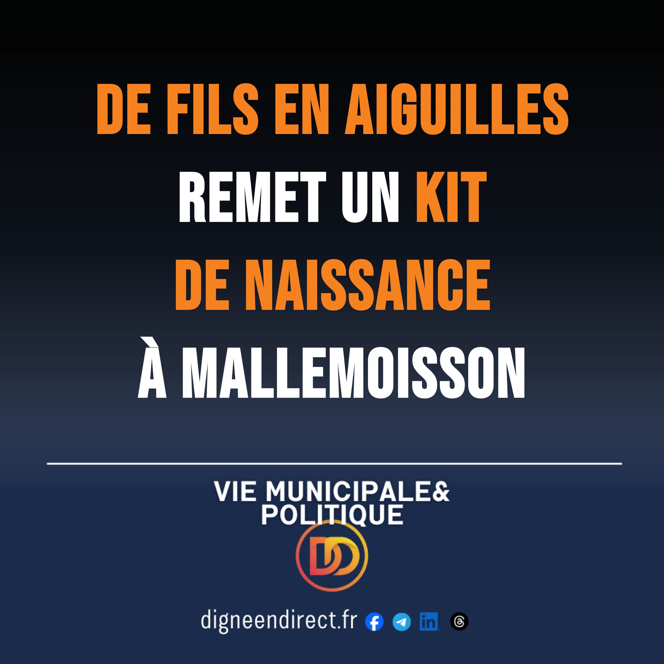 Remise d'un kit de naissance confectionné par l'association De Fils en Aiguilles à Mallemoisson