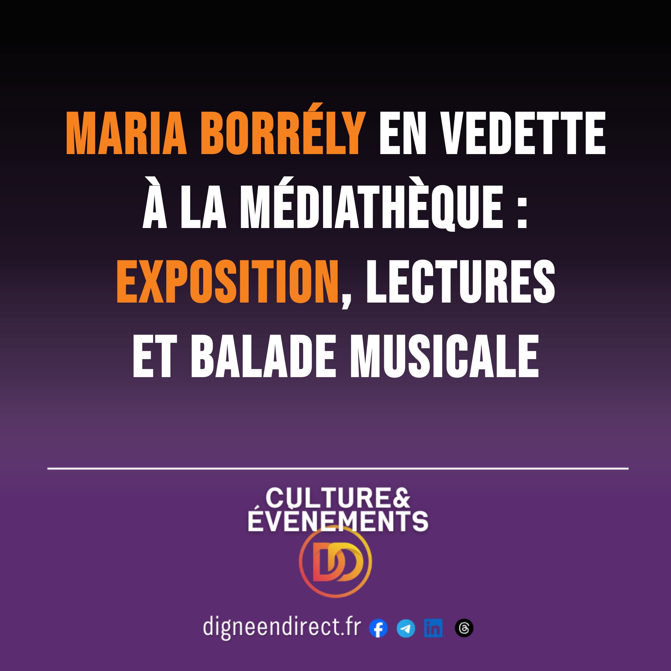 Exposition Maria Borrély 1890-1963 à la médiathèque de Digne-les-Bains : panneaux sur la vie de l'écrivaine et résistante.
